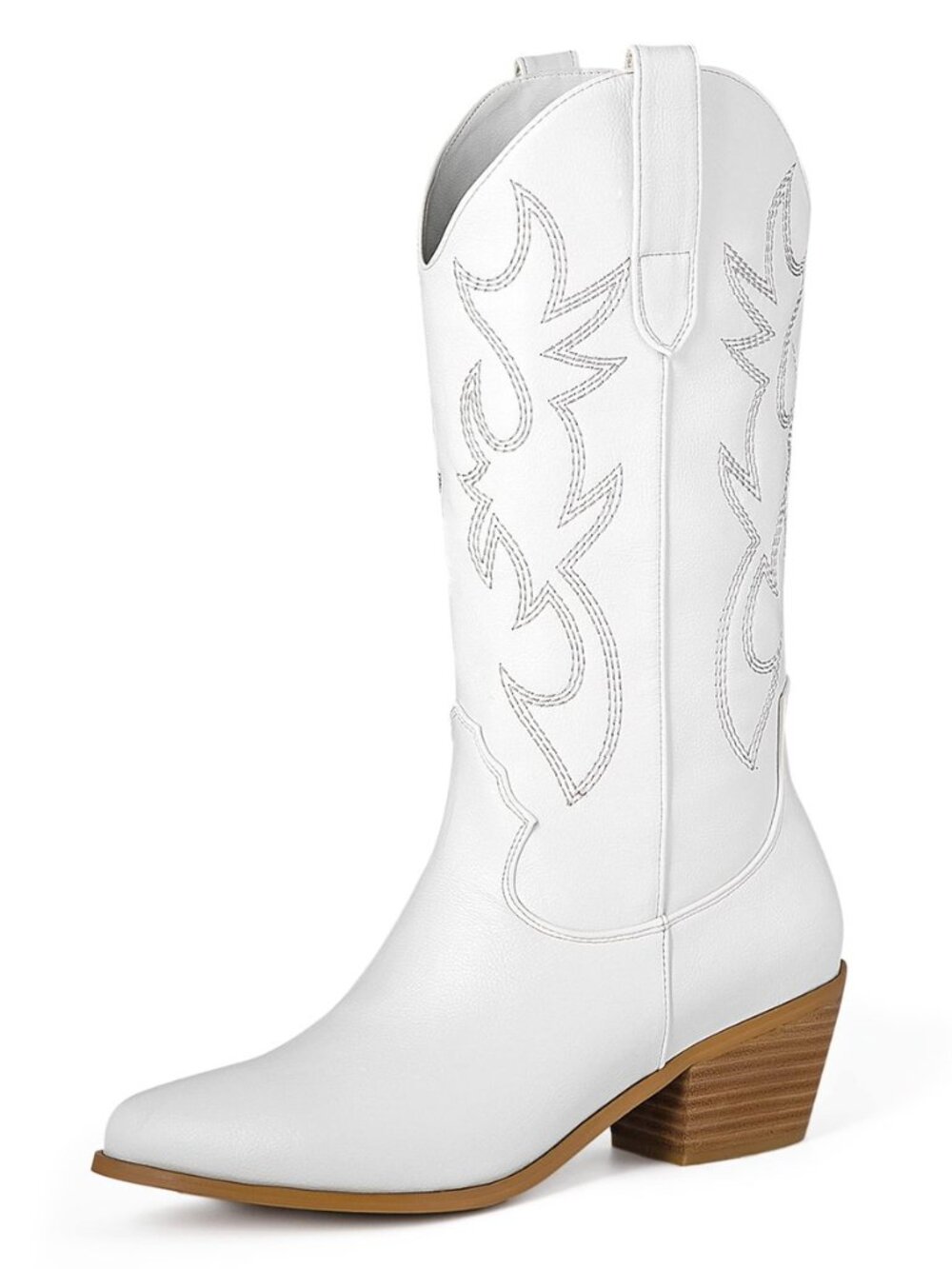 Cowboy Boots for Women Cowgirl Boots Mid Calf Pointed Toe Embroidered Fashion